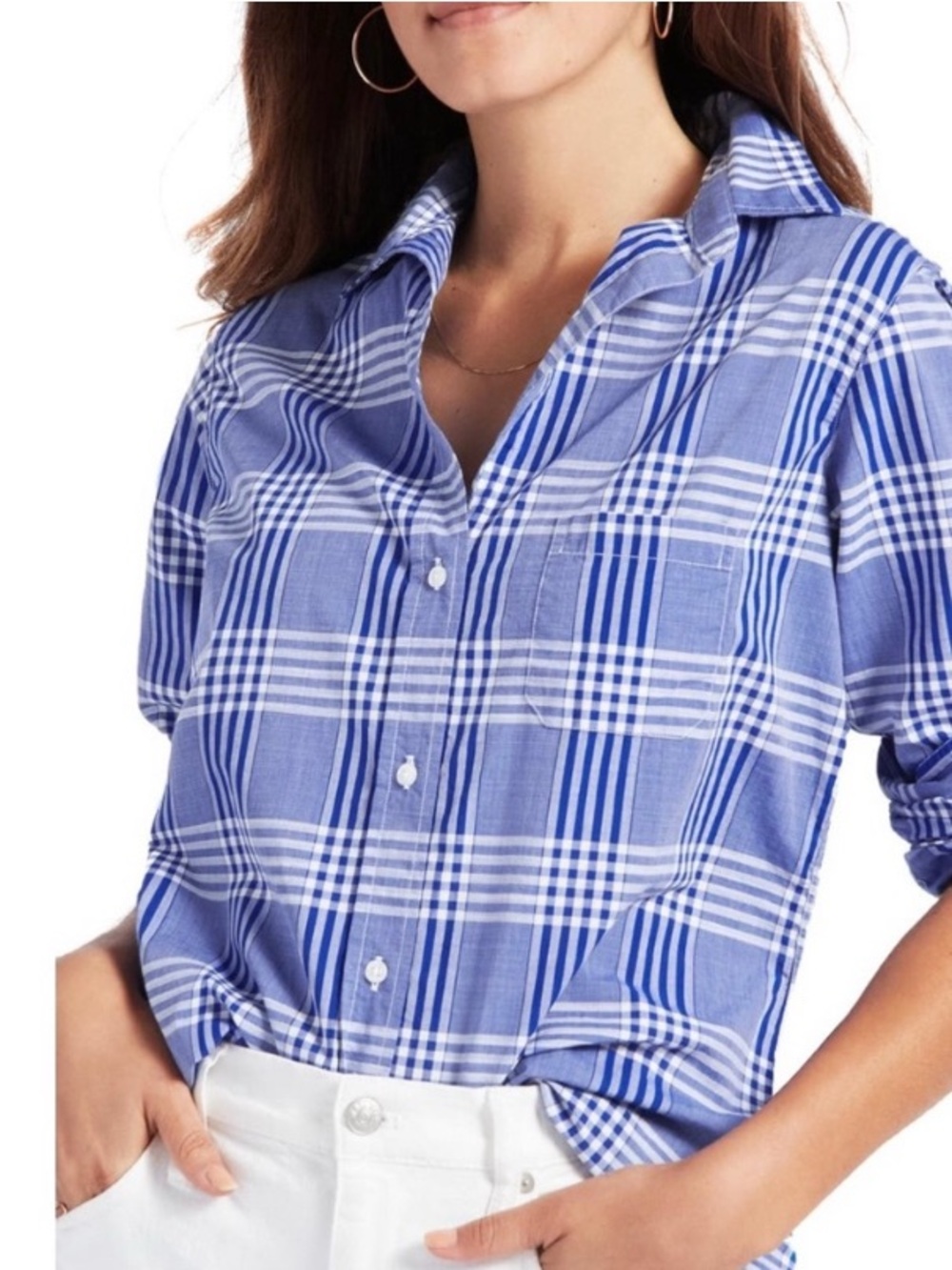 Grayson Hero Cotton Button Down Shirt Blue Plaid size 03/Medium